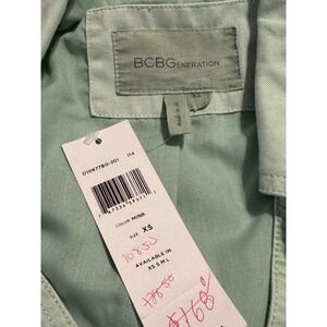 BCBG Generation Mint Green Moto Jacket XS Cotton Belted Asym Zip NWT